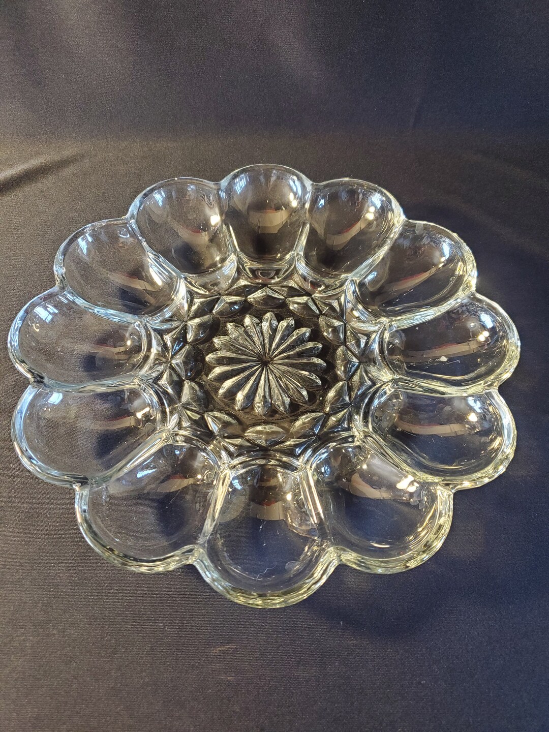 Vintage Glass Deviled Egg Tray Deviled Egg Platter 10 In. Etsy