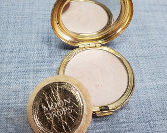 Vintage Gold Tone Revlon "Moon Drops" Compact, Gold Tone Revlon Make-Up Compact