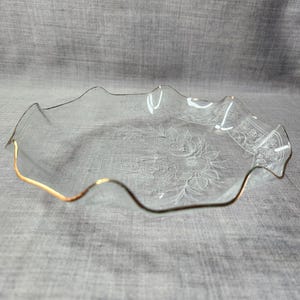 Vintage Chance Glass Ruffle Dish, Floral Chance Glass Floral Plate, 8 in.