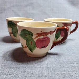 Set of 3 Vintage Franciscan Apple Pattern Tea Cups, &quot;Apple&quot; Great Condition, Franciscan Apple Tea Cups