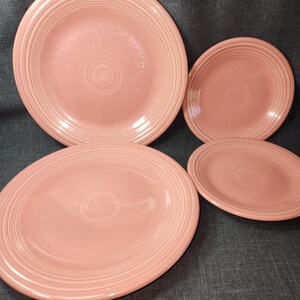 Vintage Fiesta Ware Rose Dinner Plates and Salad Plates, Rose Pink