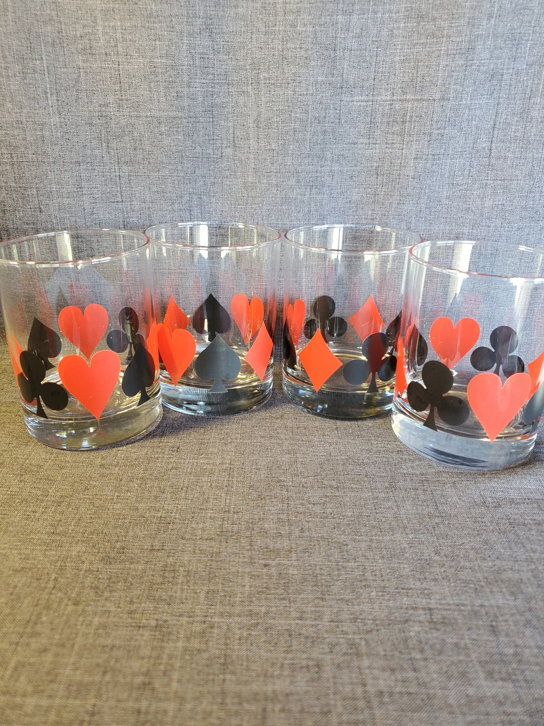 Set of 4 Playing Card Themed Double Old Fashioned Tumblers Etsy