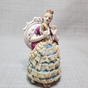 Vintage Baroque Dresden Style Porcelain Figurine with Lace Skirt