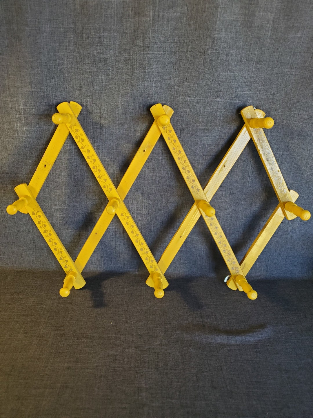 Vintage Wooden Expandable Hat Rack Wood Coat Rack Vintage Etsy