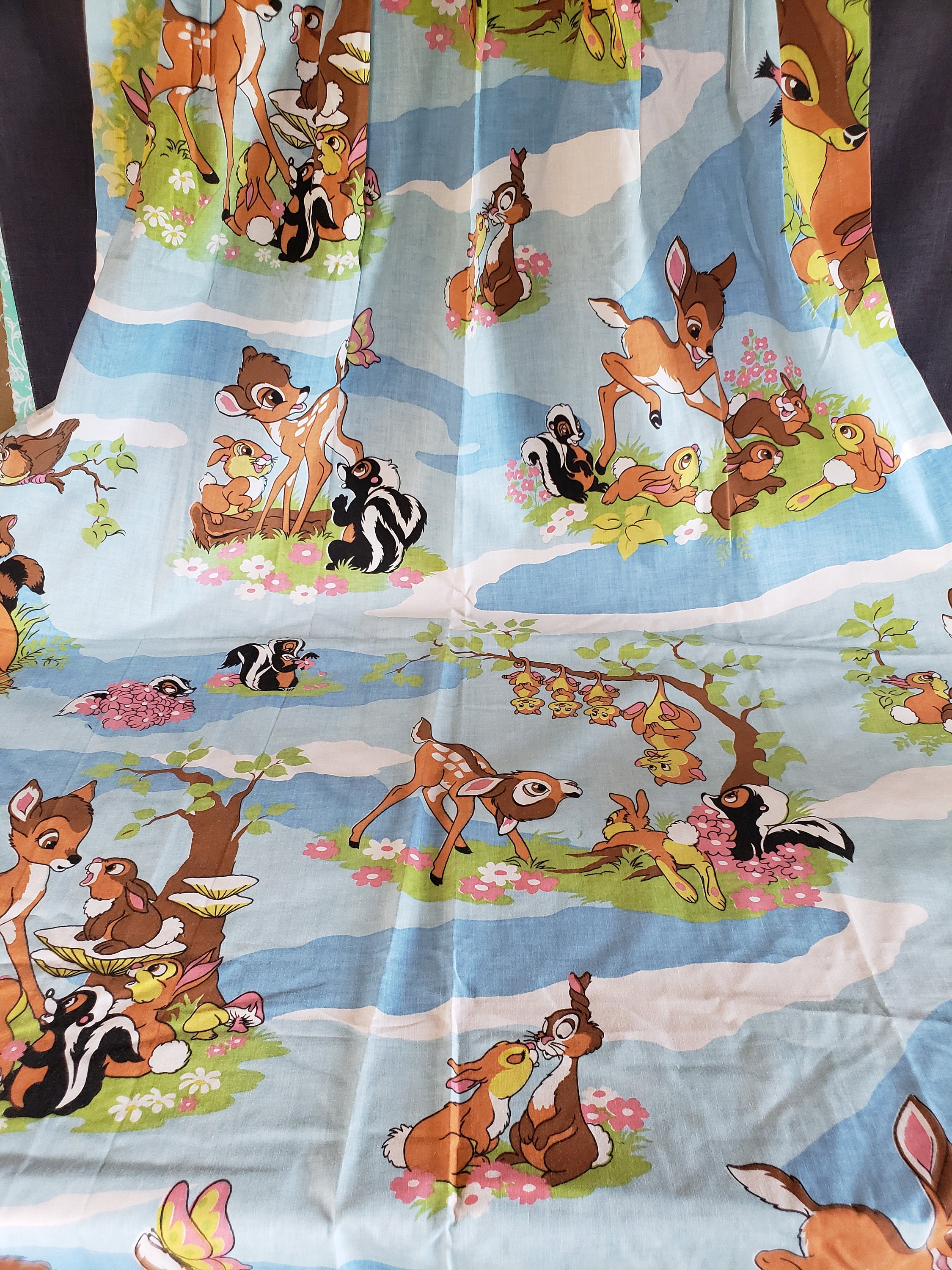 Vintage Disney Bambi Curtain Panels Set of 4 Bambi Curtain Etsy