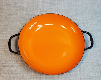 Poland Orange & Black Enameled Sauté Pan Set, Enameled Orange Poland Sauté Pan, 8 in.