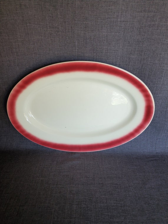 Buffalo China Platter With Burgundy Rim Buffalo China Platter Etsy