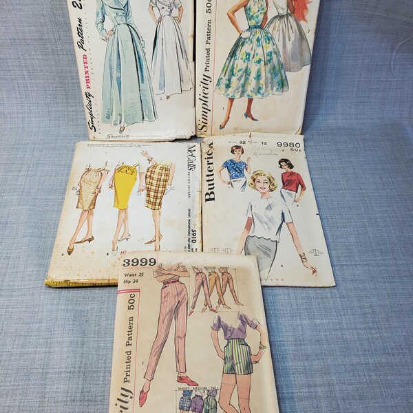 Lot of 5 Vintage Sewing Patterns, 1960's Dress Patterns, Simplicity Patterns, Vintage Patterns, Vintage Sewing