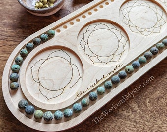 Solid Wood Chakra Mala-Making Board - Counts 108 Beads FOR You!