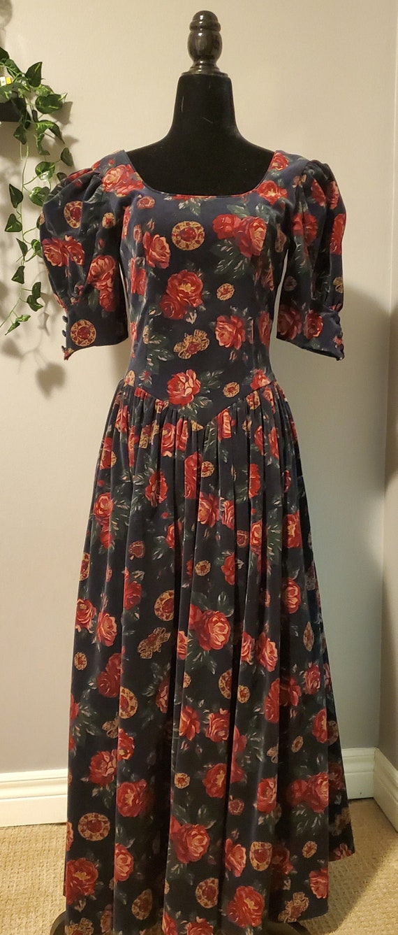Vintage Laura Ashley Velvet Medallion Gown
