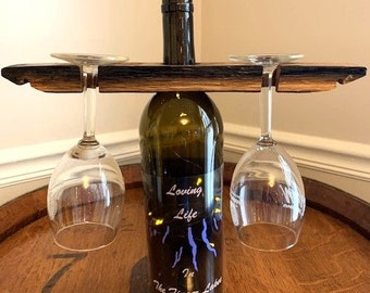 Finger Lakes Rustic Wine Bottle/Glass Display