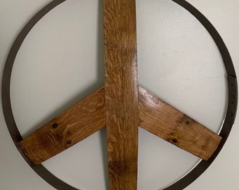 Peace Sign Barrel Hoop Wall Hanging