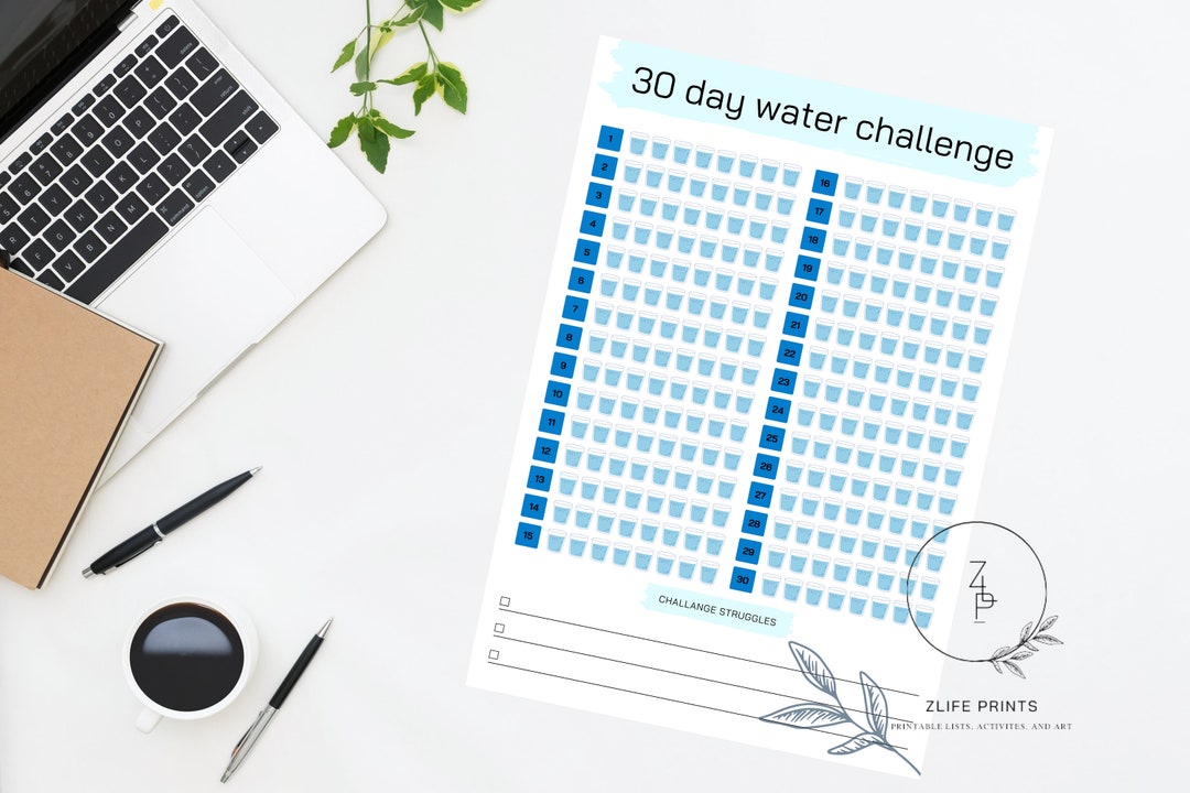 Water Challenge Check In Printable Water Challenge - Etsy