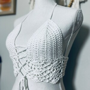 Handmade Crochet Halter Crop Top: Boho Acrylic Knit