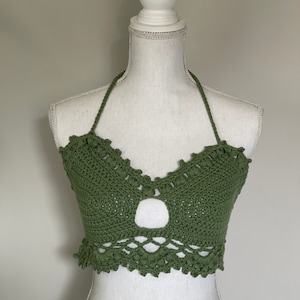 Handmade Crochet Halter Crop Top: Boho Bralette