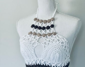 Crochet crop top, crochet top, crop top, halter top, boho top