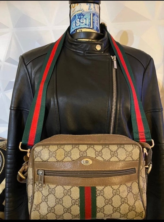 GUCCI Vintage Sherry Line GG Web PVC Canvas Browns Crossbody