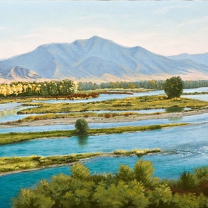 Swan Valley, Snake River, Idaho. Gicle'e print of original painting, printed on canvas, mounted on masonite.