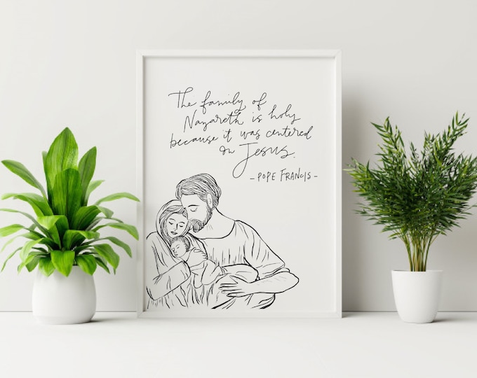 Holy Family Sketch / Pope Francis Print