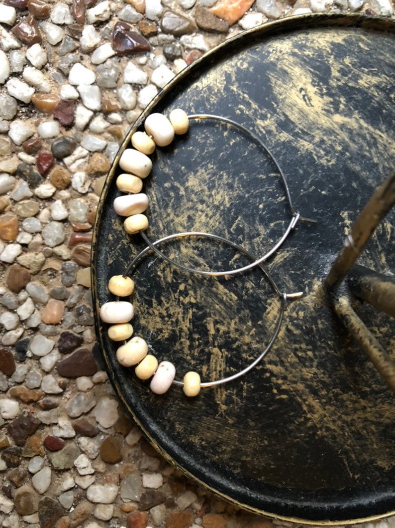 Howlite /& wood hoop earrings