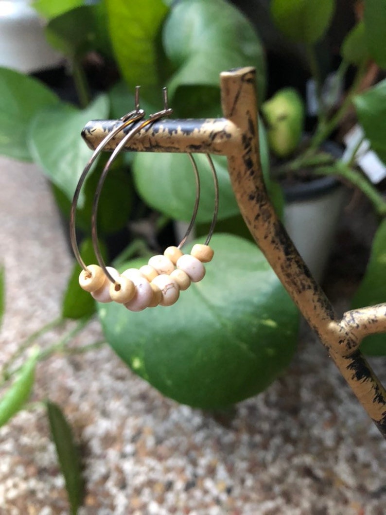 Howlite /& wood hoop earrings