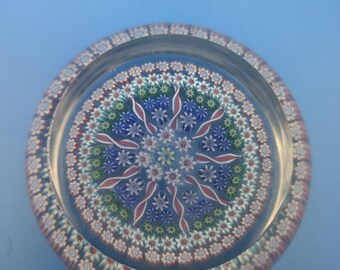 Perthshire Millefiori 11 Radial Twist 2.5 Inches FLAT TOP Paperweight Scotland
