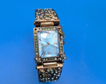 Heidi Daus Sea Life Colored Rhinestone Cuff Bracelet Watch - Larger Wrist