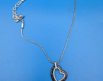Brighton Heart Necklace Silver Tone ~ Adjustable 16"-18" ~ Excellent Reversible