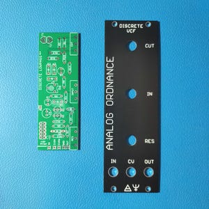 Circuit imprimé/panneau VCF discret - 8 HP DIY Eurorack/Desktop Pass-bas - Analog Ordnance