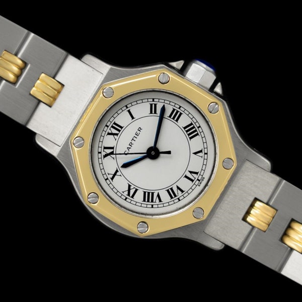 Cartier Santos Octagon Ladies Watch, Automatic - Stainless Steel & 18K Gold