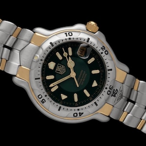 TAG Heuer Professional 6000 Mens Chronometer Divers Steel & 18K Gold Green Dial Watch - WH5153