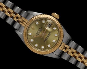 Rolex Ladies 2-Tone Datejust 69173 Watch - 18K Gold, Stainless Steel & Diamonds