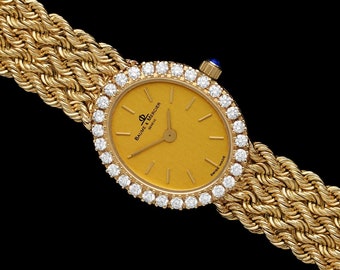 Baume Marcier Classique Ladies Luxury Watch - 14K Gold and Original Factory Diamonds