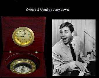 Easton Clock and Compass in Wood box - Owned and Used by Jerry Lewis