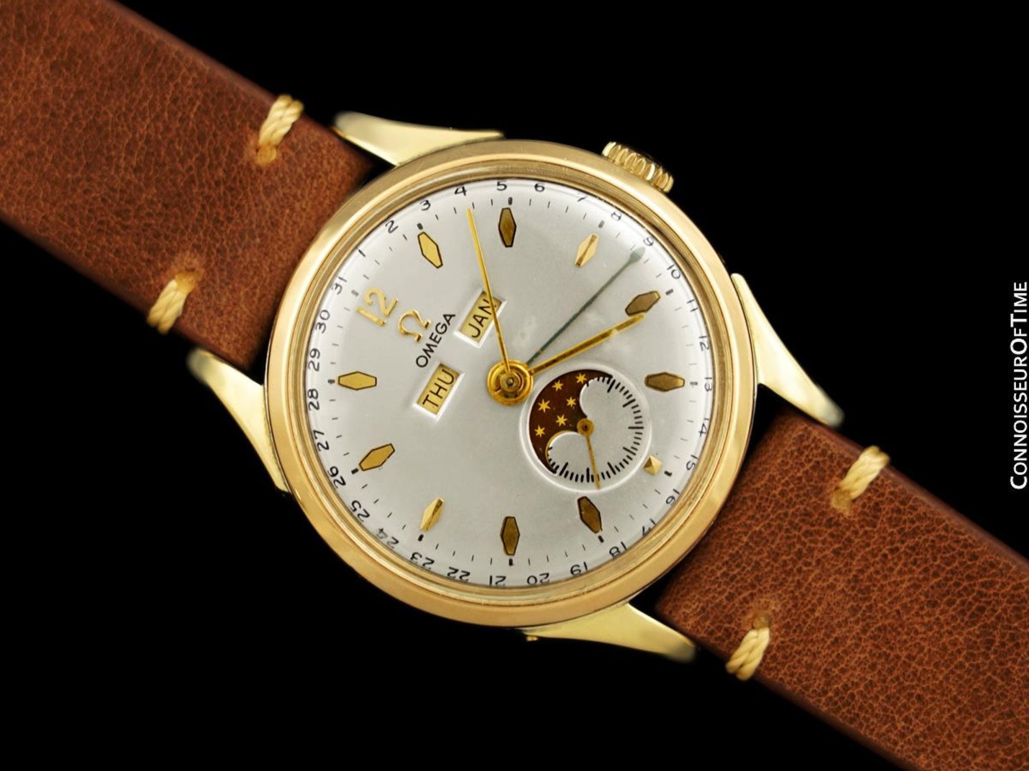 1950 Omega Cosmic Vintage Triple Date Moon Phase 14K Gold & - Etsy