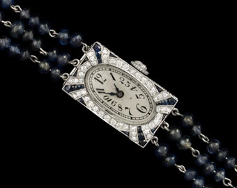 1910's Vacheron  Constantin Exquisite Art Deco Ladies Watch - Platinum, Diamonds, Sapphires & Emeralds
