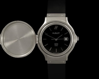 Hublot MDM Couvercle Ladies Covered Flip Top Lid Watch with Rubber Bracelet - Stainless Steel