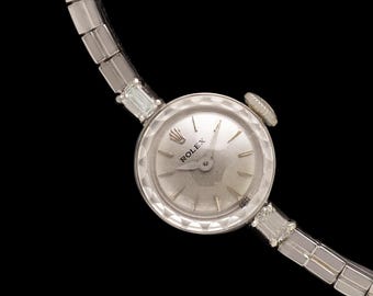 1960's Rolex Ladies Dress Watch with Bracelet - 14K White Gold & Diamonds