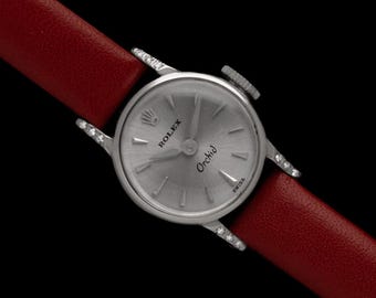 1971 Rolex ORCHID Pre-Cellini Vintage Ladies Watch, Ref. 2148 - 18K White Gold & Diamonds