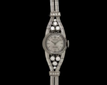1960's Rolex Ladies Vintage Cocktail Watch - 18K White Gold & Diamonds