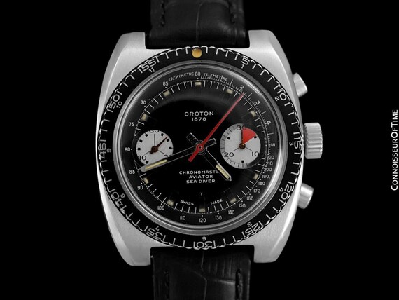 1960 s Croton Vintage Mens Retro Panda Dial paul Newman Sea Diver