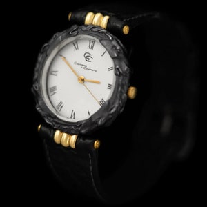 Carrera y Carrera Mens Midsize / Large Ladies Quartz Horse Watch - Sculptured Titanium & 18K Gold