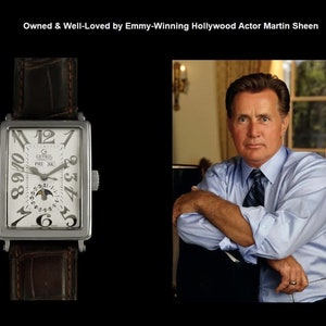 Owned and Loved By Martin Sheen - Gevril Avenue of Americas Massive Mens Steel Annual Calendar Moonphase Watch