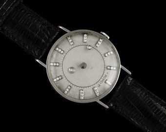 1957 Jaeger-LeCoultre / Vacheron Constantin Vintage Galaxy Mystery Dial - 14K White Gold & Diamonds