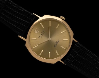 1970 Rolex Cellini Vintage Mens Handwound Dress Watch, Ref. 3804 - 18K Gold