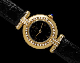 Cartier Colisee Ladies Vendome Vermeil Watch - 18K Gold over Sterling Silver with Diamonds