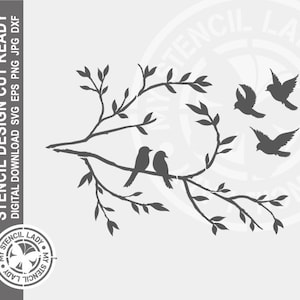 Vogels 419 Stencil Digitale Download Laser Cricut Cut Ready Design - .svg .eps .dxf .png .jpg bestanden