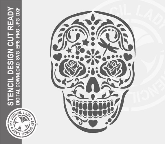 Sugar Skull 876 Stencil Digitale Download Laser Cricut Cut Ready.