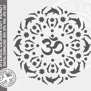 Dolphin OM Mandala 203 Stencil Digital Download Laser Cricut Cut Ready Design - .svg .eps .dxf .png .jpg File