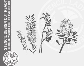 Australian Natives Flower Mix 1467 Stencil Digital Download Laser Cricut Cut Ready Design - DIGITAL FILES ONLY